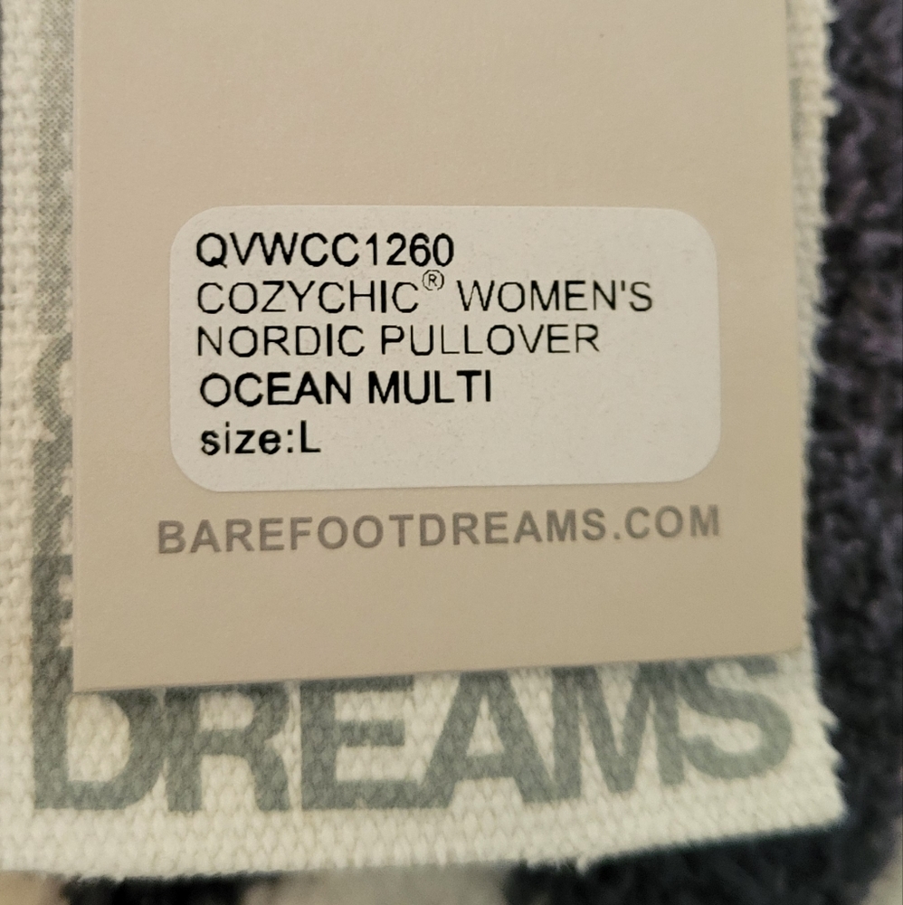 Barefoot Dreams CozyChic Nordic Pullover Sweater Ocean Multi Super Soft Cozy NWT - Picture 6 of 12